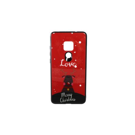 Üveges hátlappal rendelkezó telefontok karácsonyi mintával Love Rudolf rénszarvas Huawei Mate 20 piros
