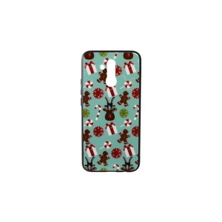 Üveges hátlappal rendelkezó telefontok karácsonyi mintával mézeskalács díszek Huawei Mate 20 Lite