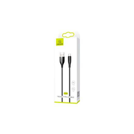 Töltő és adatkábel USB/Type-C csatlakozóval 2A 1 méter Usams U18 SJ267 fekete