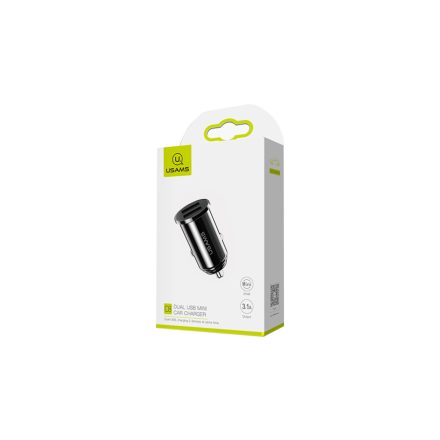 Dupla USB portos autóstöltő Usams CC055 C8 3.1A fekete