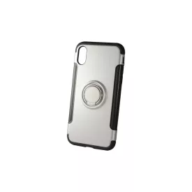   Newer Magnetic + Ring Karbon Szélű iPhone X/XS TPU Tok Ezüst