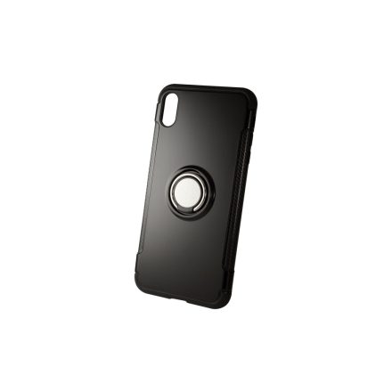 Newer Magnetic + Ring Karbon Szélű iPhone XS Max TPU Tok fekete
