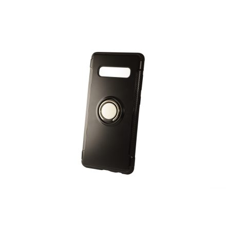 TPU telefontok karbon kerettel Samsung Galaxy S10 G973F Newer Magnetic + Ring fekete
