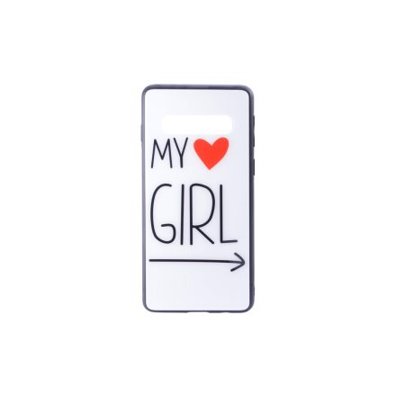 Üveges hátlappal rendelkezó telefontok szivecskés mintával My Girl Samsung Galaxy S10 Plus G975F