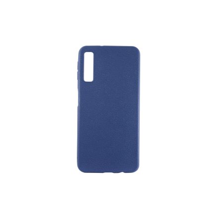 Bőrmintás TPU telefontok Samsung Galaxy A7 (2018) A750 sötétkék