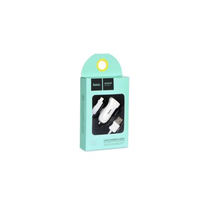 Szivargyújtós autóstöltő + micro USB kábel Hoco Z2 1.5A fehér