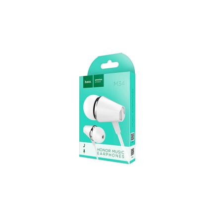 Vezetékes fülhallgató, headset 3,5 mm-es Jack csatlakozóval Hoco M34 Honor fehér