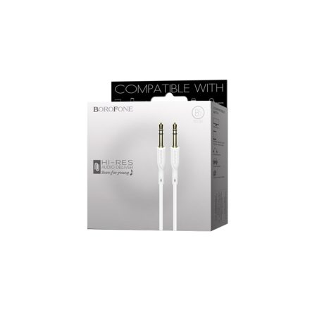 3.5 mm-es Jack csatlakozós audiókábel 1 méter Borofone BL1 Audiolink Aux fehér