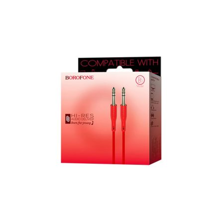 3.5 mm-es Jack csatlakozós audiókábel 1 méter Borofone BL1 Audiolink Aux piros