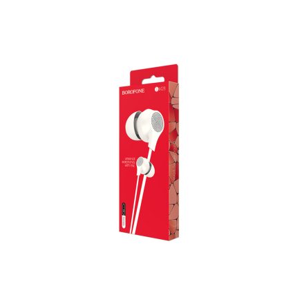 Vezetékes fülhallgató, headset 3,5 mm-es Jack csatlakozóval Borofone BM28 Tender fehér