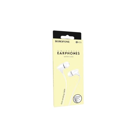 Vezetékes fülhallgató, headset 3,5 mm-es Jack csatlakozóval Borofone BM26 Rhythm fehér