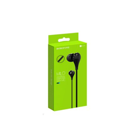Vezetékes fülhallgató, headset 3,5 mm-es Jack csatlakozóval Borofone BM24 Milo fekete