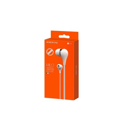 Vezetékes fülhallgató, headset 3,5 mm-es Jack csatlakozóval Borofone BM24 Milo fehér