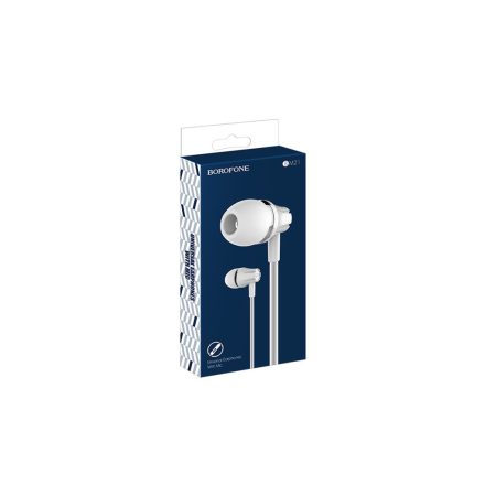 Vezetékes fülhallgató, headset 3,5 mm-es Jack csatlakozóval Borofone BM21 Graceful fehér
