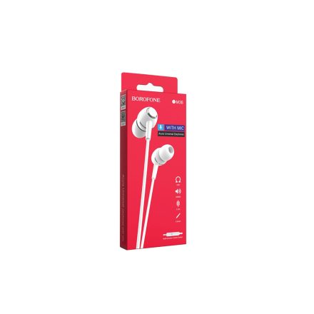 Vezetékes fülhallgató, headset 3,5 mm-es Jack csatlakozóval Borofone BM36 Acura fehér
