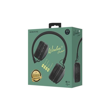 Bluetooth fejhallgató, headset Borofone B03 Rhyme szürke