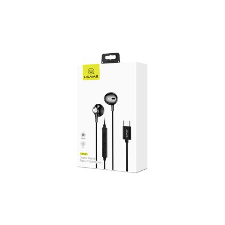 Vezetékes fülhallgató, headset Type-C csatlakozóval Usams Digital Signal EP-35 fekete