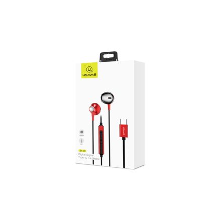 Vezetékes fülhallgató, headset Type-C csatlakozóval Usams Digital Signal EP-35 piros