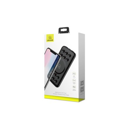 Usams Suction Cup CD87 QC3.0+Pd Wireless Töltő + Powerbank 10000 mAh  fekete