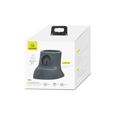 Usams ZJ051 2 in 1 Watch és Airpods Wireless Töltő és Tartó Szürke