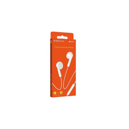 Vezetékes fülhallgató, headset 3,5 mm-es Jack csatlakozóval Borofone BDM05 Delight fehér