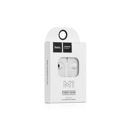 Vezetékes fülhallgató, headset 3,5 mm-es Jack csatlakozóval Hoco M1 fehér
