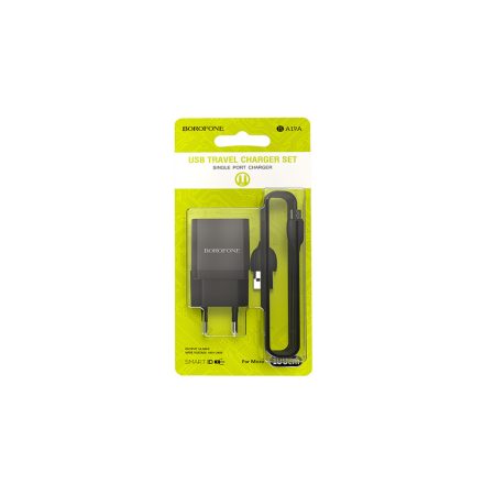 Hálózati töltő 1.0A + Micro USB kábel Borofone BA19A Nimble fekete