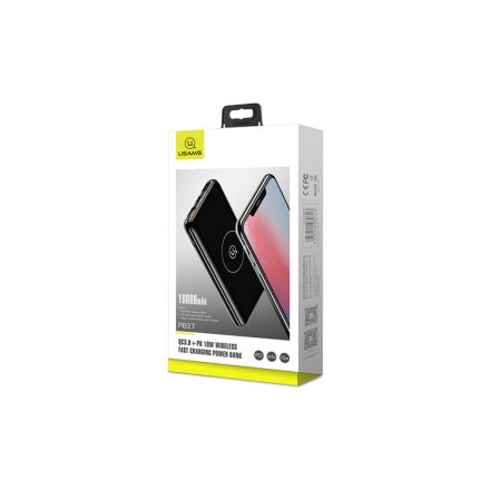 Usams CD88 Wireless Hálózati Töltő QC3.0+PD + Powerbank 10000 mAh fekete