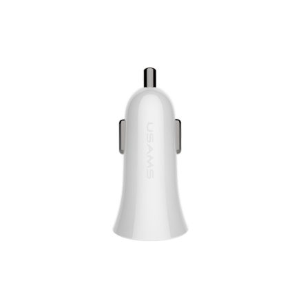 Dupla USB portos autóstöltő + U-Gee 2in1 kábel szett Usams CC013 fehér