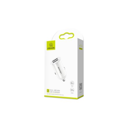 Dupla USB portos autóstöltő Usams CC055 C8 3.1A fehér