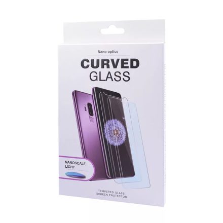 Karc és ütésálló védőfólia átlátszó szélekkel Samsung Galaxy S20 Plus G985F Nanoscale Light UV fényre szilárduló ragasztóval