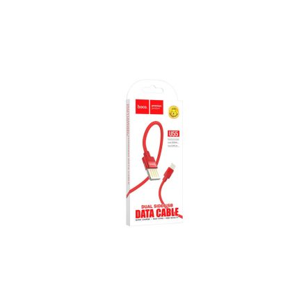 Töltő és adatkábel USB/Lightning csatlakozóval 2.4A 1.2 méter Hoco U55 piros