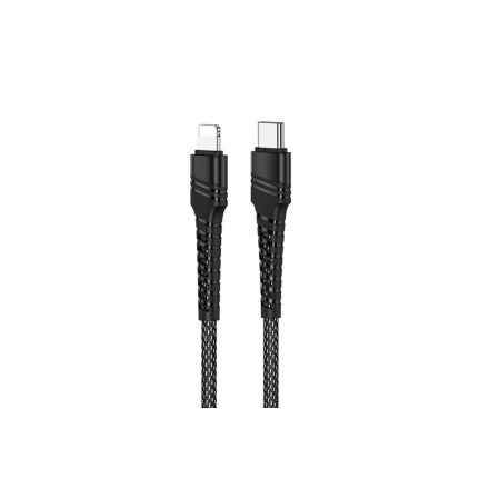 Töltő és adatkábel Type-C/Lightning csatlakozóval 1 méter 3A PD 18W Borofone BU21 Dragon fekete
