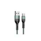 Töltő és adatkábel USB/Type-C csatlakozóval 3A 1.2 méter Usams SJ449 U55 zöld