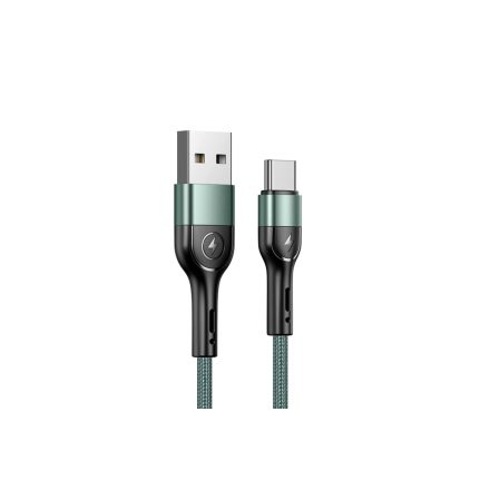 Töltő és adatkábel USB/Type-C csatlakozóval 3A 1.2 méter Usams SJ449 U55 zöld