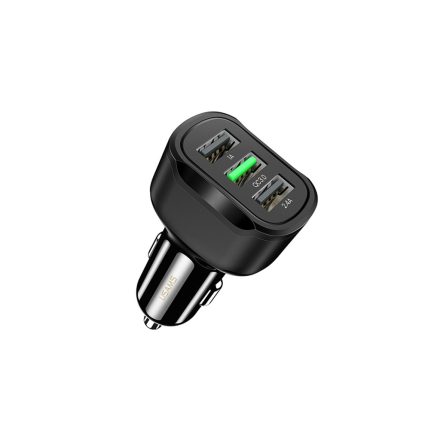 3XUSB szivargyújtós gyorstöltő 18W 2.4A Usams C17 CC100 fekete