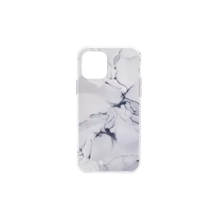 Márványmintás TPU szélű PC telefontok iPhone 12 Mini szürke
