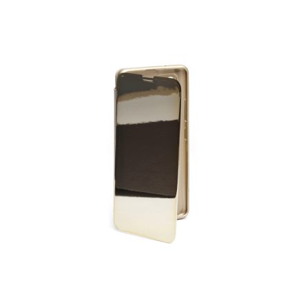 Clear view Samsung Galaxy A42 5G oldalra nyíló tok arany