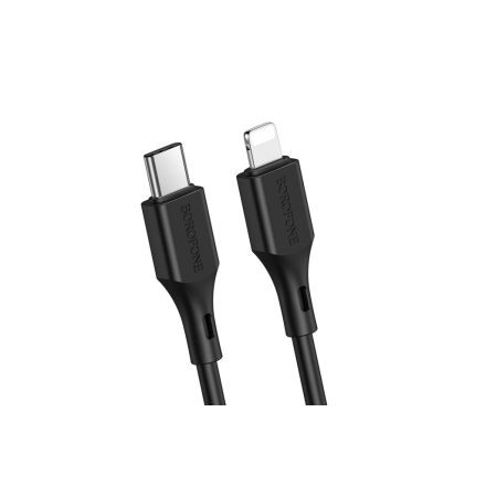 Töltő és adatkábel Type-C/Lightning csatlakozóval 1 méter 3A PD 20W Borofone BX49 Cool fekete