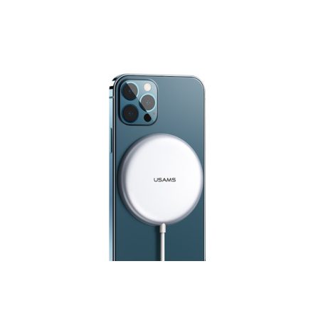 Usams CD160 W2 Wireless Mágneses Gyorstöltő (Magsafe) 15W Ezüst