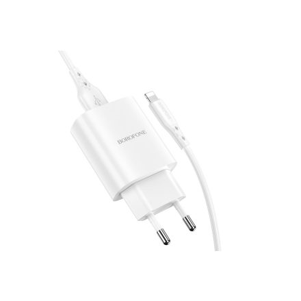 USB portos hálózati Töltő 2.1A + Lightning kábel 1 méter Borofone BN1 Innovative fehér