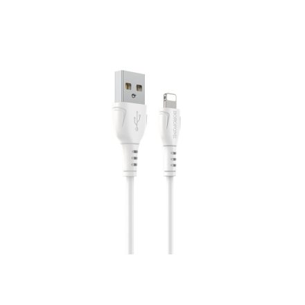 Töltő és adatkábel Lightning csatlakozóval 2.4A 1 méter Borofone BX51 Triumph fehér
