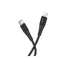 Töltő és adatkábel Type-C/Lightning csatlakozóval 1 méter 3A PD 20W Borofone BU27 Cool Victory fekete