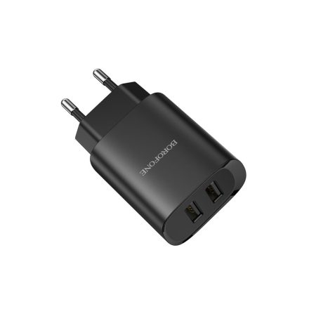 Dupla USB portos hálózati töltő 2.1A Borofone BN2 fekete