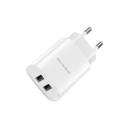 Dupla USB portos hálózati töltő 2.1A Borofone BN2 fehér
