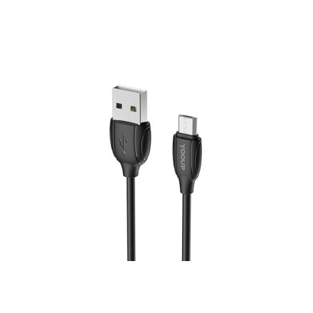 Töltő és adatkábel USB/Micro-USB csatlakozóval 2.4A 1.2 méter YooUp L01 Benefit fekete