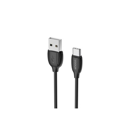 Töltő és adatkábel USB/Type-C csatlakozóval 3A 1 méter YooUp L01 Benefit fekete