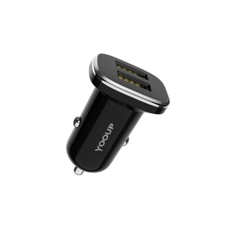 Dupla USB portos autóstöltő 2.4A YooUp C01 Lasting fekete