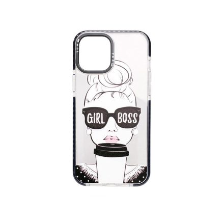 Mintás TPU telefontok Girl iPhone 12/12 Pro YooUp fekete