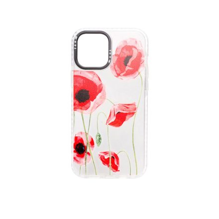 YooUp iPhone 12 / 12 Pro Mintás Tok Poppy fehér